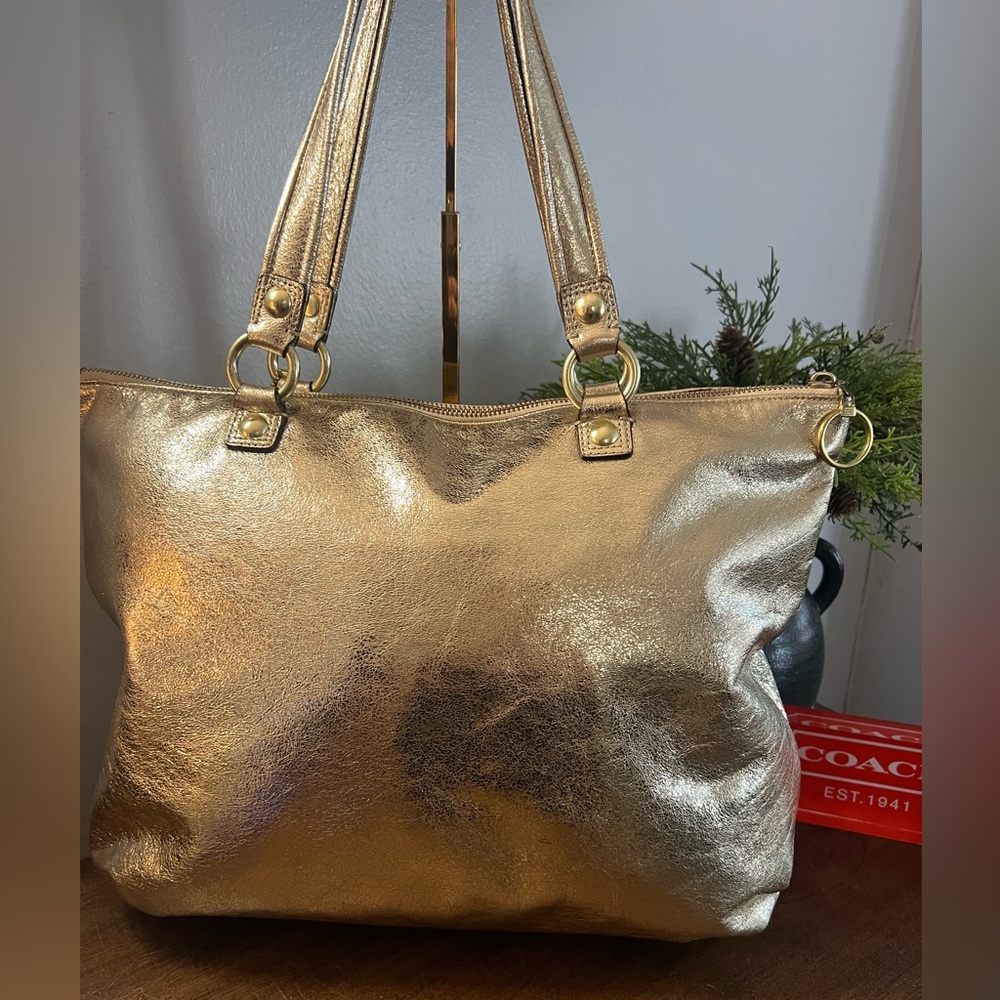 Coach Gold Poppy Tote - Picture 2 of 12